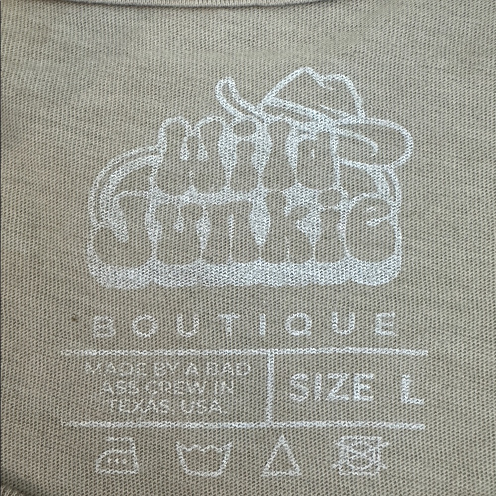 Wild Junkie Boutique Beige “Howdy My A$$” Cowgirl Western Tee Shirt Size Large - Picture 6 of 6